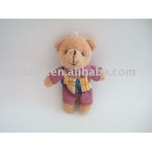 cute stuffed bear keychain, plush teddybear with overalls toy